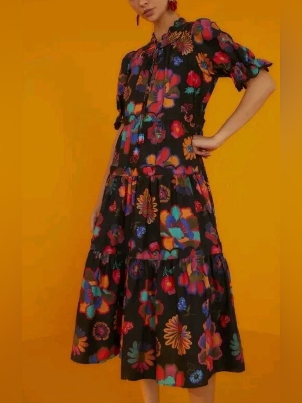 Farm Rio Lily's Garden Multicolor Floral Midi Dress - Size L